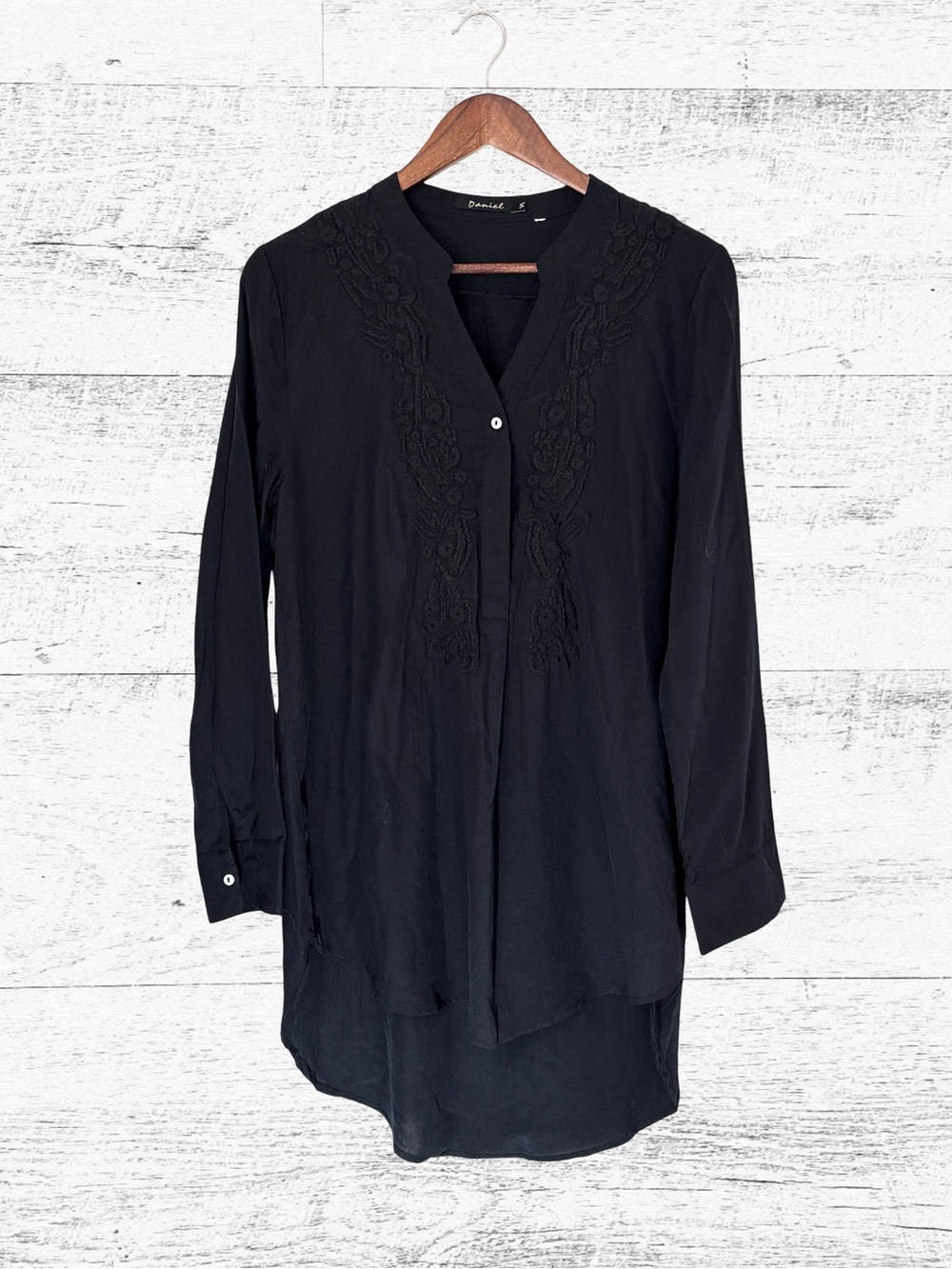 Daniel Rainn Black Embellished Mini Dress with Bib Collar